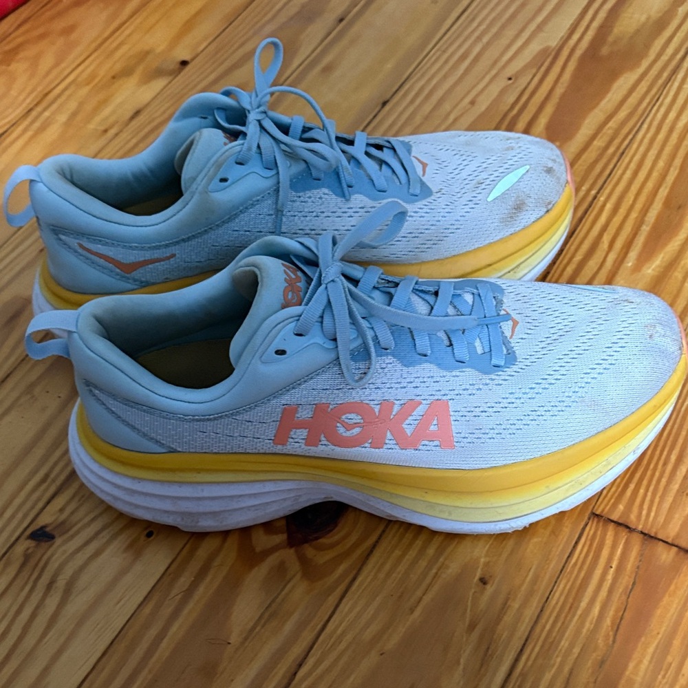 Hoka Women's Athletic Shoes - Light Blue and Yellow